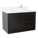 Bellaterra 37" Single Wall Mount Vanity" Cappuccino Finish Top With White Quartz And Round Sink 400503-CAB-CP-WERD