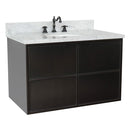 Bellaterra 37" Single Wall Mount Vanity" Cappuccino Finish Top With White Carrara And Oval Sink 400503-CAB-CP-WMO