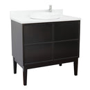 Bellaterra 37" Single Vanity" Cappuccino Finish Top With White Quartz And Round Sink 400503-CP-WERD