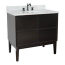 Bellaterra 37" Single Vanity" Cappuccino Finish Top With White Carrara And Oval Sink 400503-CP-WMO