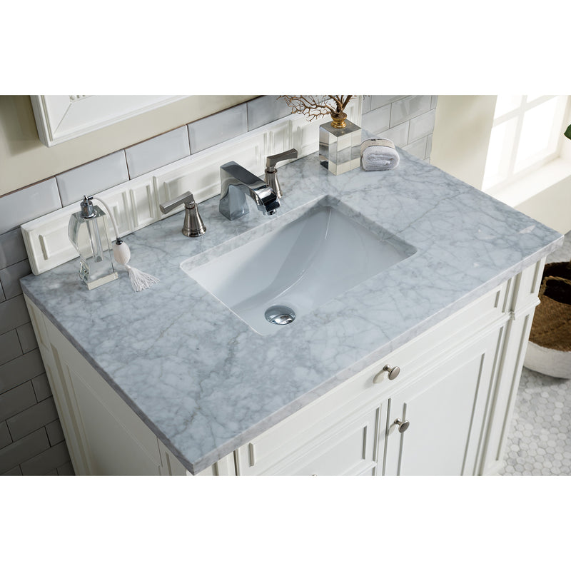 James Martin Bristol 36" Single Vanity Bright White with 3 cm Carrara Marble Top 157-V36-BW-3CAR