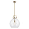 Newton Sphere Pendant shown in the Brushed Brass finish with a Clear shade