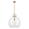 Newton Sphere Pendant shown in the Brushed Brass finish with a Clear shade