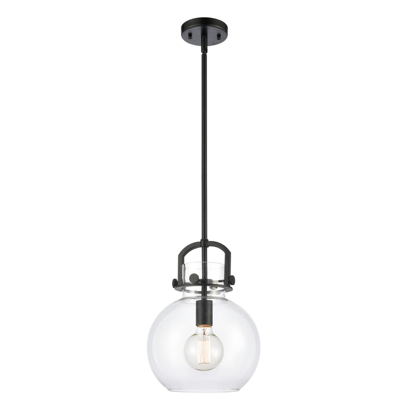 Newton Sphere Mini Pendant shown in the Matte Black finish with a Clear shade