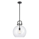 Newton Sphere Pendant shown in the Matte Black finish with a Clear shade