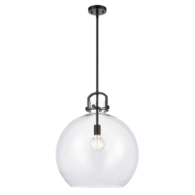 Newton Sphere Pendant shown in the Matte Black finish with a Clear shade