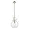 Newton Sphere Mini Pendant shown in the Brushed Satin Nickel finish with a Clear shade