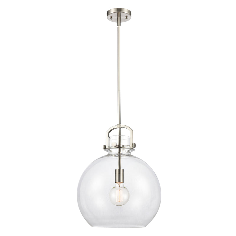 Newton Sphere Pendant shown in the Brushed Satin Nickel finish with a Clear shade