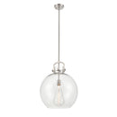 Newton Sphere Pendant shown in the Brushed Satin Nickel finish with a Clear shade