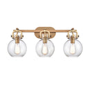 Newton Sphere Bath Vanity Light shown in the Brushed Brass finish with a Clear shade