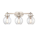 Newton Sphere Bath Vanity Light shown in the Brushed Satin Nickel finish with a Clear shade