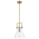 Newton Cone Mini Pendant shown in the Brushed Brass finish with a Clear shade