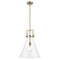 Newton Cone Pendant shown in the Brushed Brass finish with a Clear shade