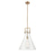 Newton Cone Pendant shown in the Brushed Brass finish with a Clear shade