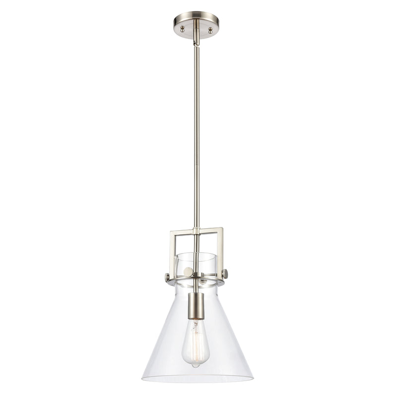 Newton Cone Mini Pendant shown in the Brushed Satin Nickel finish with a Clear shade