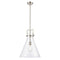 Newton Cone Pendant shown in the Brushed Satin Nickel finish with a Clear shade