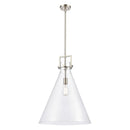 Newton Cone Pendant shown in the Brushed Satin Nickel finish with a Clear shade