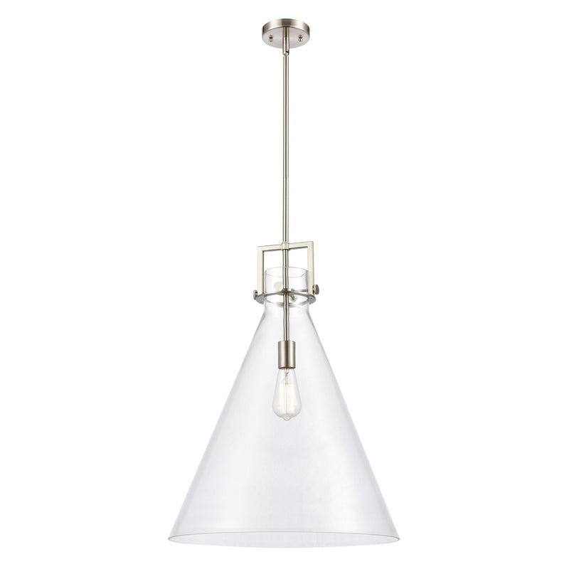 Newton Cone Pendant shown in the Brushed Satin Nickel finish with a Clear shade