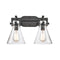 Newton Cone Bath Vanity Light shown in the Matte Black finish with a Clear shade