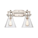 Newton Cone Bath Vanity Light shown in the Brushed Satin Nickel finish with a Clear shade