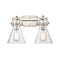 Newton Cone Bath Vanity Light shown in the Brushed Satin Nickel finish with a Clear shade