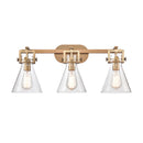 Newton Cone Bath Vanity Light shown in the Brushed Brass finish with a Clear shade