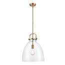 Newton Bell Pendant shown in the Brushed Brass finish with a Clear shade