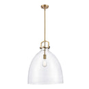 Newton Bell Pendant shown in the Brushed Brass finish with a Clear shade