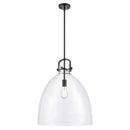 Newton Bell Pendant shown in the Matte Black finish with a Clear shade