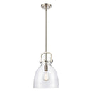 Newton Bell Mini Pendant shown in the Brushed Satin Nickel finish with a Clear shade