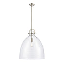 Newton Bell Pendant shown in the Brushed Satin Nickel finish with a Clear shade