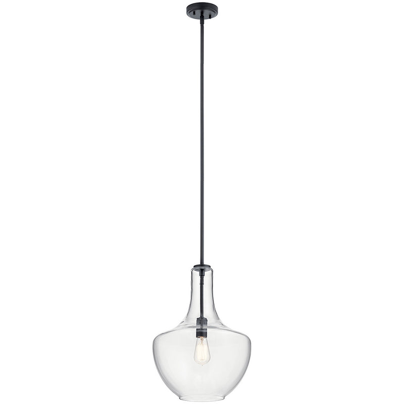 Kichler Everly 19.75" 1 Light Bell Pendant Clear Glass Black 42046BK