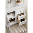 James Martin De Soto 36" Single Vanity Bright White with 3 cm Arctic Fall Solid Surface Top 825-V36-BW-3AF