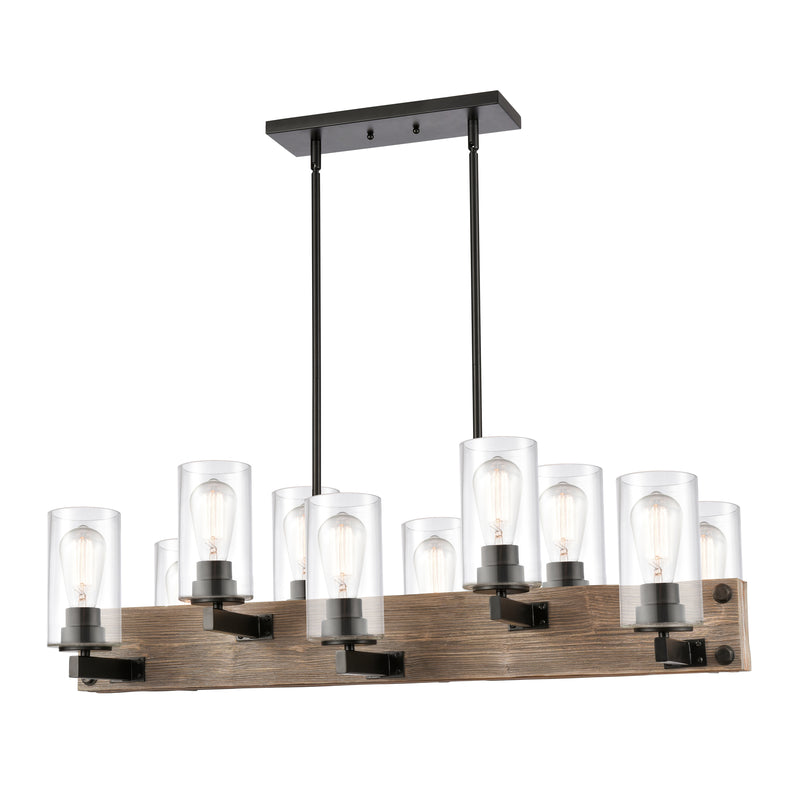 Diego Island Light shown in the Matte Black finish with a Clear shade