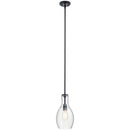 Kichler Everly 13.75" 1 Light Hour Glass Pendant Clear Black 42456BK