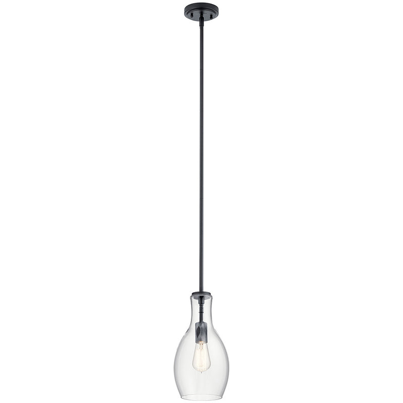 Kichler Everly 13.75" 1 Light Hour Glass Pendant Clear Black 42456BK