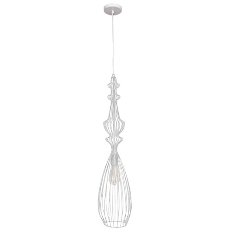 Dainolite 1 Light Pendant Matte White Wire Frame 425-91P-WH