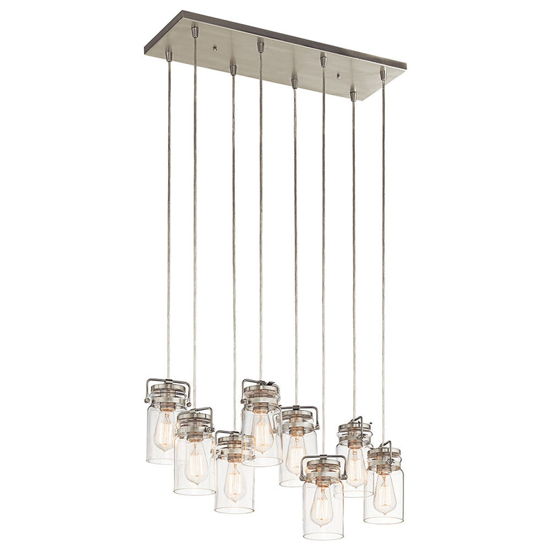 Kichler Brinley 25.5" 8 Light Linear Chandelier with Clear Glass Brushed Nickel 42890NI