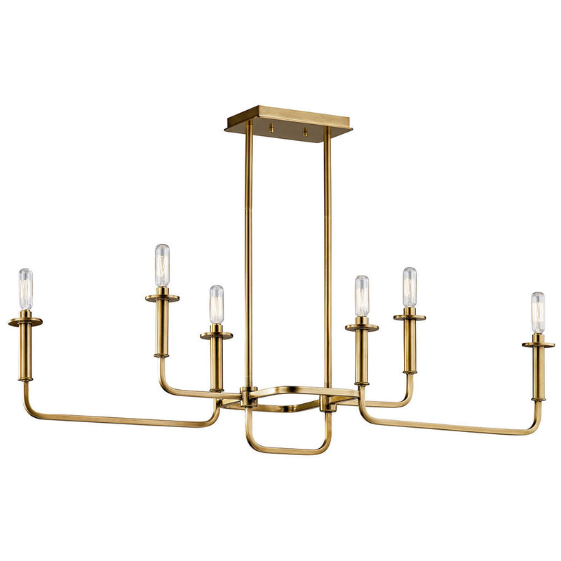 Kichler Alden 6 Light Linear Chandelier Natural Brass 43362NBR