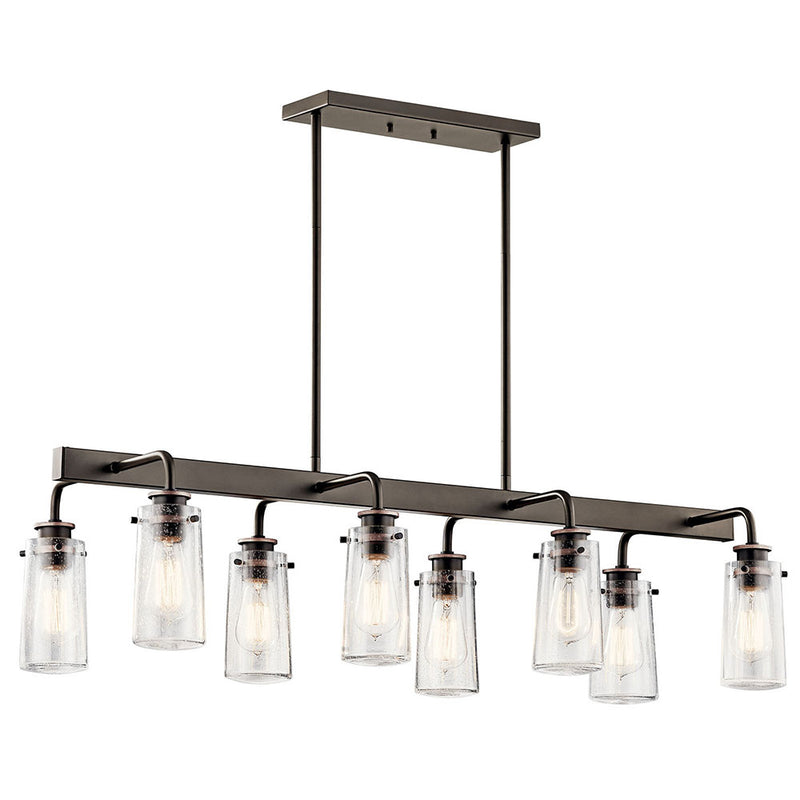 Kichler Braelyn 11.25" 8 Light Linear Chandelier with Clear Seeded Glass Olde Bronze 43457OZ