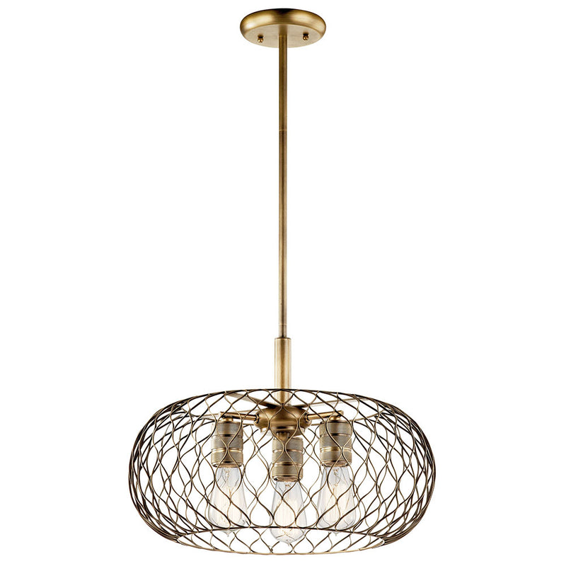 Kichler Devin 3 Light Pendant Natural Brass 43958NBR