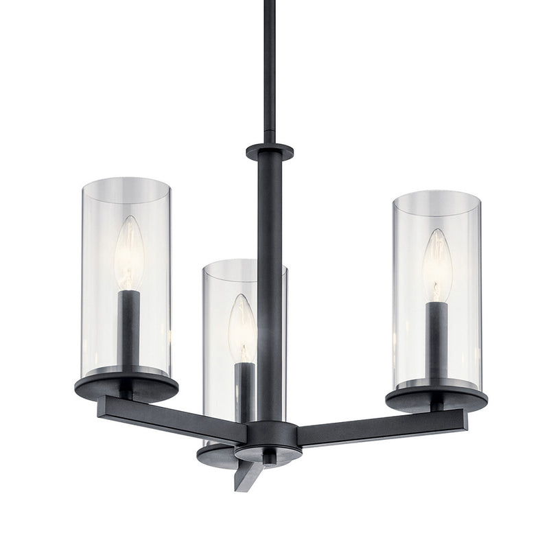 Kichler Crosby 3 Light Convertible Chandelier Black 43997BK