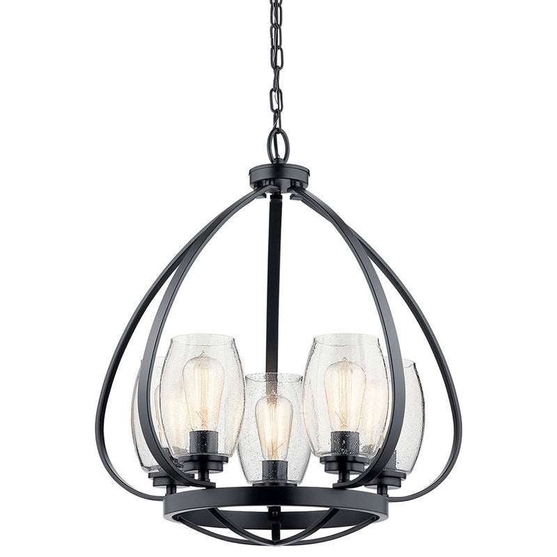 Kichler Tuscany 24" 5 Light Chandelier with Clear Seeded Glass Black 44060BK