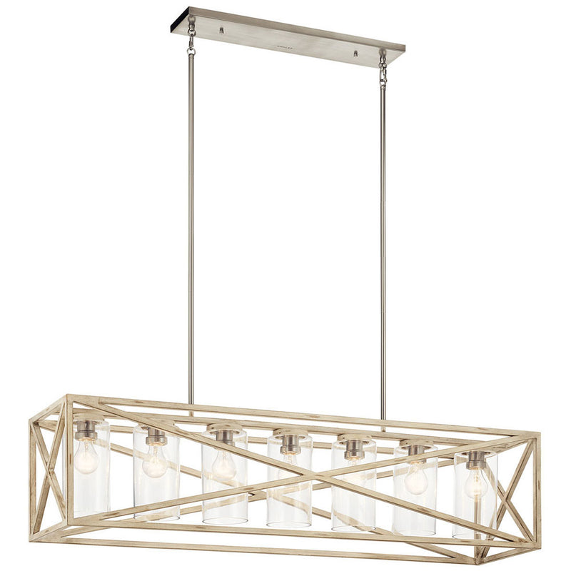 Kichler Moorgate 7 Light Linear Chandelier Distressed Antique White 44082DAW