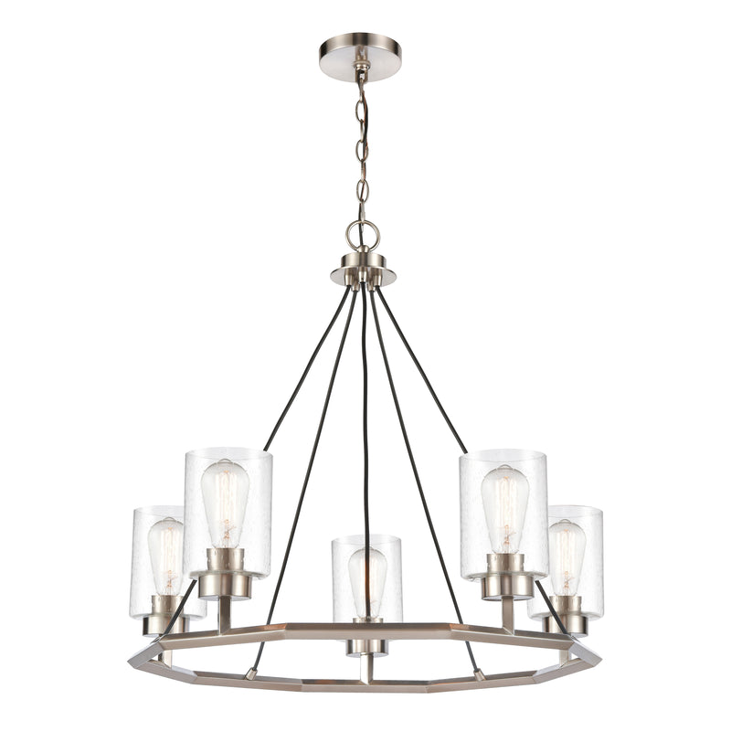 Mila Chandelier shown in the Black Satin Nickel finish with a Seedy shade