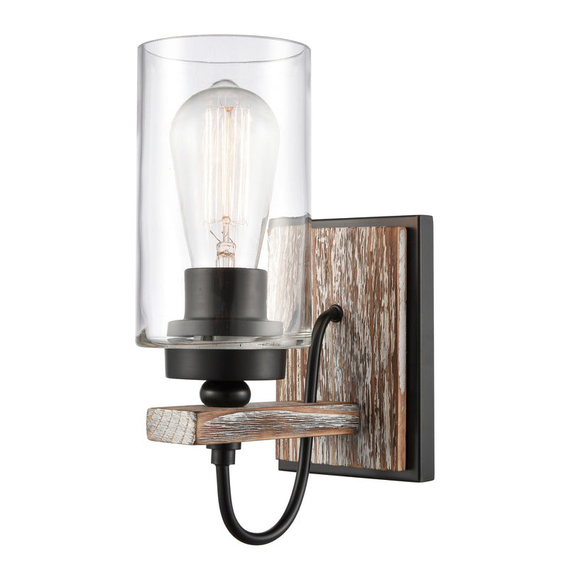 Paladin Sconce shown in the Matte Black finish with a Clear shade