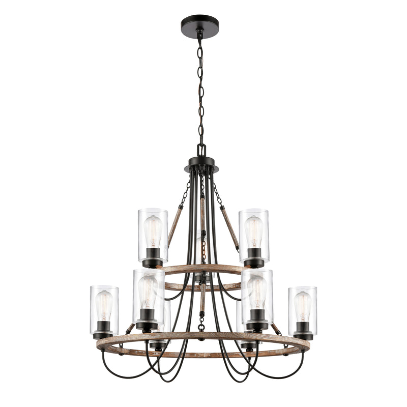 Paladin Chandelier shown in the Matte Black finish with a Clear shade