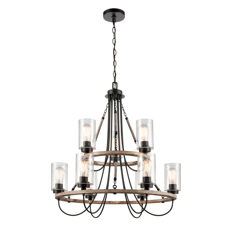 Paladin Chandelier shown in the Matte Black finish with a Seedy shade