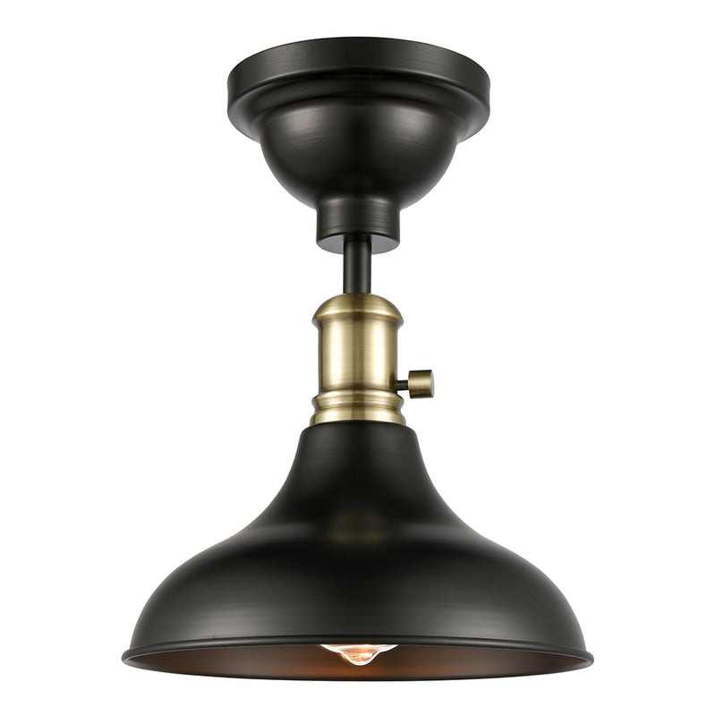 Metro Flush Mount shown in the Black Antique Brass finish with a Matte Black shade