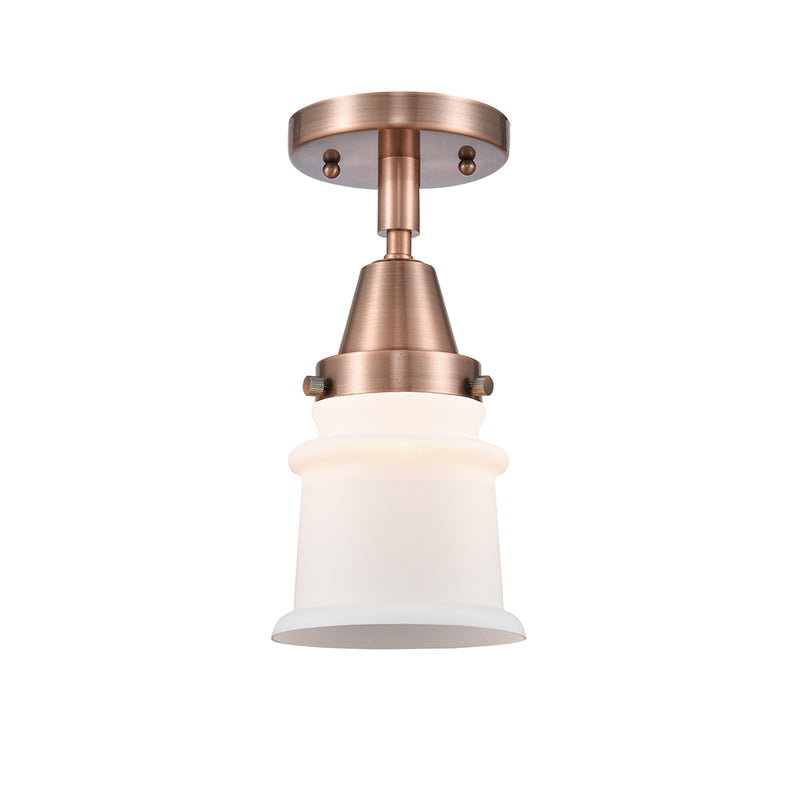 Canton Flush Mount shown in the Antique Copper finish with a Matte White shade